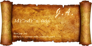 Jónás Ada névjegykártya